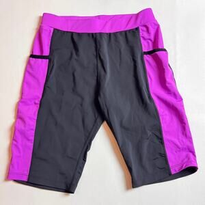 Beroy Two Color Athletic Sporty Workout Side Pocket Bike Cycling Shorts Sz L